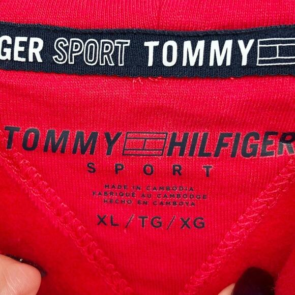 TOMMY HILFIGER SPORT Women's Logo Hoodie XL Red Sweatshirt Pullover NWT - Picture 10 of 12